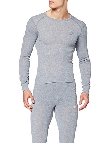 Odlo Bl Top Crew Neck L/S Active Warm Camiseta, Hombre, Grey Melange, M