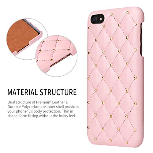 Oihxse Case - Compatible con Huawei P30 Pro Funda Cuero PU + Dura PC Interna Microfibra Protector Caso Moda Metal Remache Cristal Práctico Anti-rasguños Cubierta (Rosa)