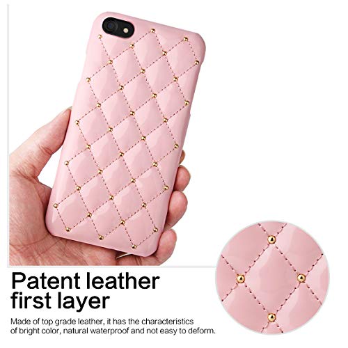 Oihxse Case - Compatible con Huawei P30 Pro Funda Cuero PU + Dura PC Interna Microfibra Protector Caso Moda Metal Remache Cristal Práctico Anti-rasguños Cubierta (Rosa)