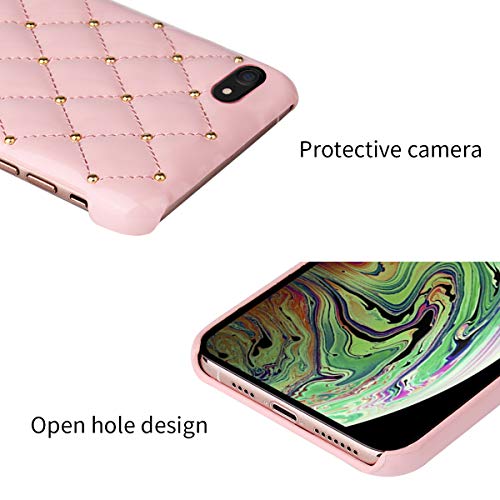 Oihxse Case - Compatible con Huawei P30 Pro Funda Cuero PU + Dura PC Interna Microfibra Protector Caso Moda Metal Remache Cristal Práctico Anti-rasguños Cubierta (Rosa)