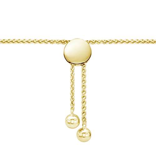 OMEGA JEWELLERY Pulsera Ajustable de Oro Amarillo de 14Q sobre Plata esterlina Love Promesa Ajustable