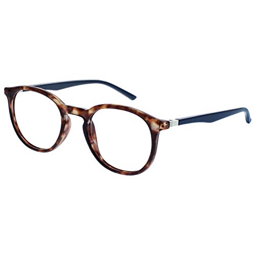 Opulize Met Marrón Carey Azul Marino Gafas De Lectura Grande Redondo Cómodo Hombres Mujeres Bisagras Resorte R60-2 +2,50