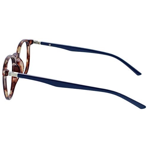 Opulize Met Marrón Carey Azul Marino Gafas De Lectura Grande Redondo Cómodo Hombres Mujeres Bisagras Resorte R60-2 +2,50