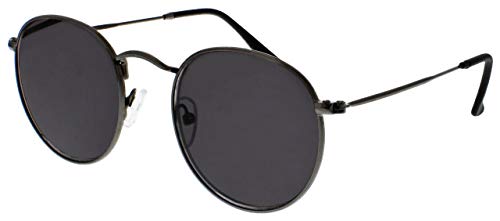 Opulize Sol Años 60 clásicos Retro Redondo Mate Gunmetal Puntas Negras Hombres Mujeres Lectores De Sol Gafas De Lectura UV400 S94-7 +3,00