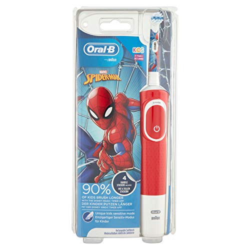 Oral-B Kids - Cepillo eléctrico recargable, 1 mango con personajes de Disney Spider-Man, a partir de 3 años