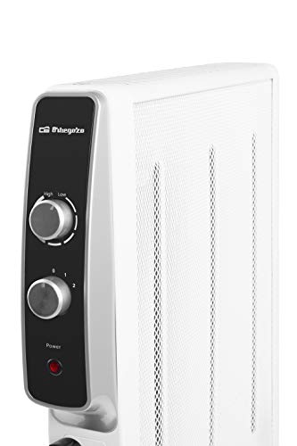 Orbegozo RMN 2075 - Radiador de mica de rápida convección y difusión del calor, 2 potencias de 1000 W y 2000 W, Negro