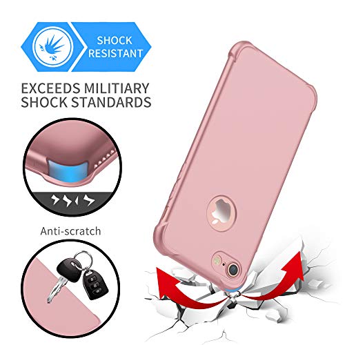 ORETECH Funda iPhone 8, Funda iPhone 7, con [2 x Protector de Pantalla de Vidrio Templado] 360 Carcasa iPhone 7/8 Silicona Ligera Delgado PC TPU Bumper Rubber Caso para iPhone 8/7 4.7'' Oro Rosa