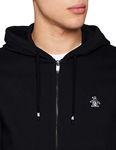 Original Penguin Zip Through Sudadera con Capucha, Negro (Verdadero Negro), S para Hombre