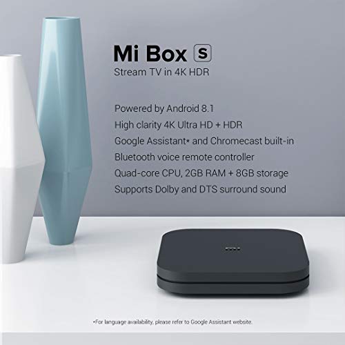 Original Xiaomi TV Box S (EU Version) Reproductor de Contenido Multimedia en Streaming en 4K Ultra HD, Bluetooth, Wi-Fi, Asistente de Google con Chromecast, Negro