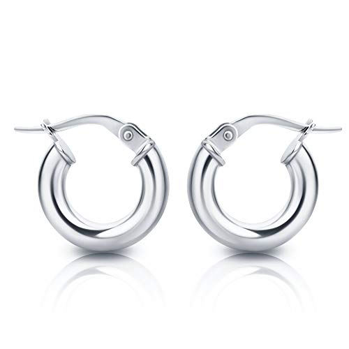 Orovi pendientes de mujer aros en oro blanco 9 kilates ley 375