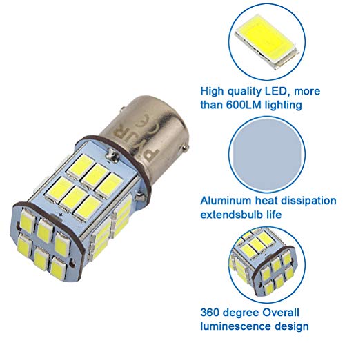 P21/5w 1157 Bay15d bombilla led de freno, PYJR 5W DC10-30V Voltaje ancho Luz blanca 6000K, para RV, automóvil, motocicleta, 2 unidades