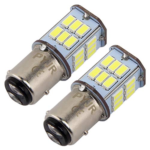 P21/5w 1157 Bay15d bombilla led de freno, PYJR 5W DC10-30V Voltaje ancho Luz blanca 6000K, para RV, automóvil, motocicleta, 2 unidades