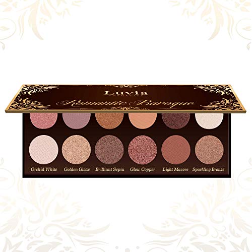 Paleta de sombras de ojos mate, brillante, tonos nude, maquillaje barroco romántico, incluye 12 colores nude románticos y oro rosa, paleta de sombras de ojos vegana profesional