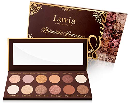 Paleta de sombras de ojos mate, brillante, tonos nude, maquillaje barroco romántico, incluye 12 colores nude románticos y oro rosa, paleta de sombras de ojos vegana profesional