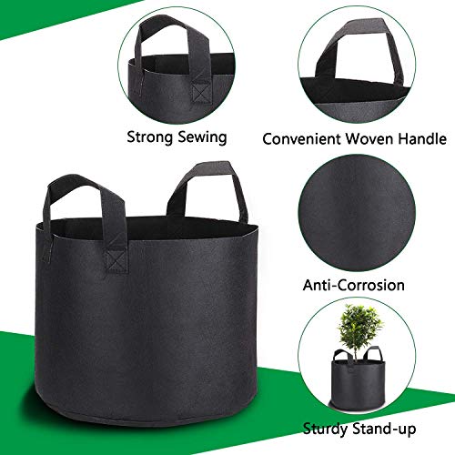 PEYOU 5X 30l Saco para Plantas, Bolsa de Cultivo de Plantas de geotextil 7 Galones, Maceta de Cultivo, Macetas de Tela con Asas Degradables para Patatas, Zanahorias, Patatas, Tomates