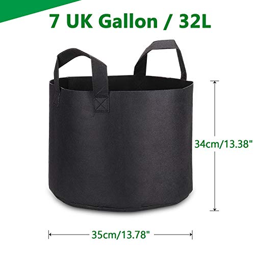 PEYOU 5X 30l Saco para Plantas, Bolsa de Cultivo de Plantas de geotextil 7 Galones, Maceta de Cultivo, Macetas de Tela con Asas Degradables para Patatas, Zanahorias, Patatas, Tomates