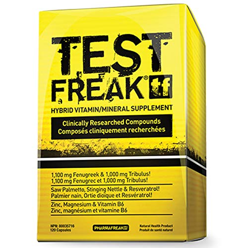 PharmaFreak Test Freak Confezione da 1 x 120 Capsule Tribulus Terrestris Ortiga Enana de Palma Resveratrol Li Meng Manzanilla romana Zinc Magnesio Fenogreco