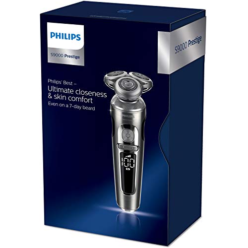 Philips Serie 9000 Prestige SP9820/18 - Afeitadora Eléctrica para Hombre Con Sensor de Densidad de Barba, 3 Modos, Seco o Húmedo con Perfilador de Barba y Funda,Negro