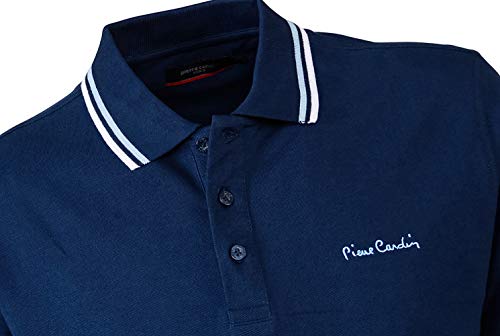 Pierre Cardin - Polo de corte clásico para hombre, con franja en el cuello y las mangas Multicolor azul marino M