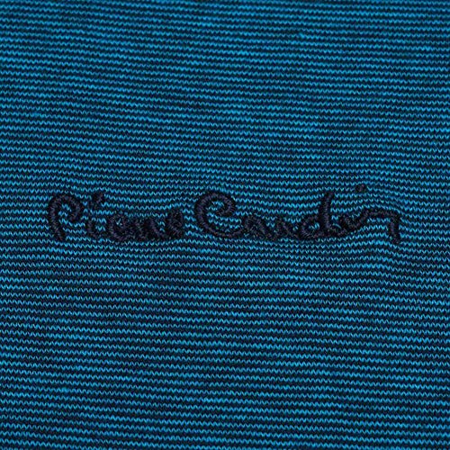Pierre Cardin - Polo de rayas finas para hombre, con firma bordada Azul marino/verde azulado. XXL