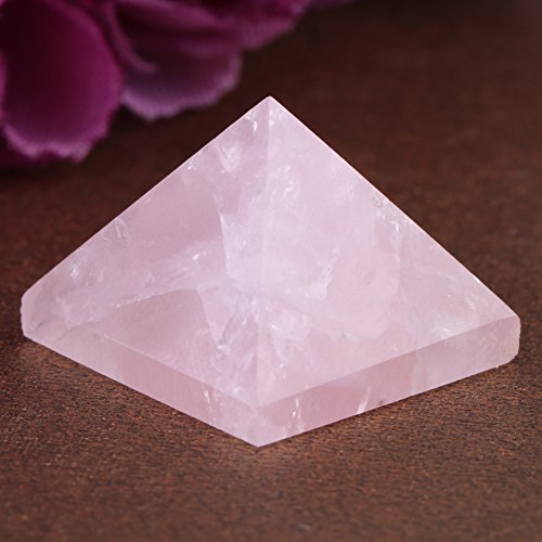 Pirámide de cristal, cristal rosa rosa cuarzo pirámide Feng Shui espiritual reiki figuras de cristal curativo decoración del hogar