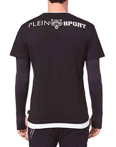 PLEIN SPORT Philipp T Shirt - Shirt para hombre, color negro