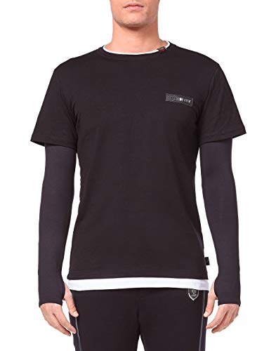 PLEIN SPORT Philipp T Shirt - Shirt para hombre, color negro