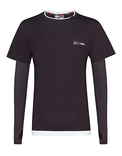 PLEIN SPORT Philipp T Shirt - Shirt para hombre, color negro