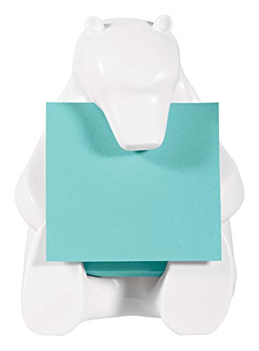 Post-it BEAR-330 - Dispensador, diseño Oso polar, 1 bloc de Z-Notas Post-it Super Sticky de 76 x 76 mm