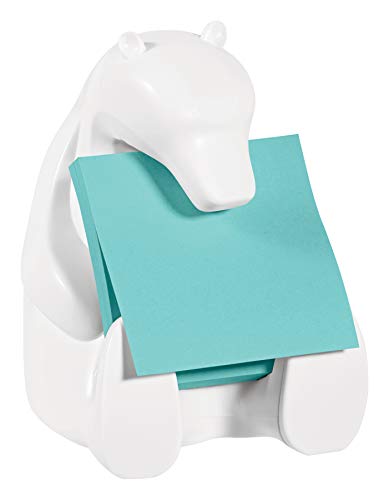 Post-it BEAR-330 - Dispensador, diseño Oso polar, 1 bloc de Z-Notas Post-it Super Sticky de 76 x 76 mm