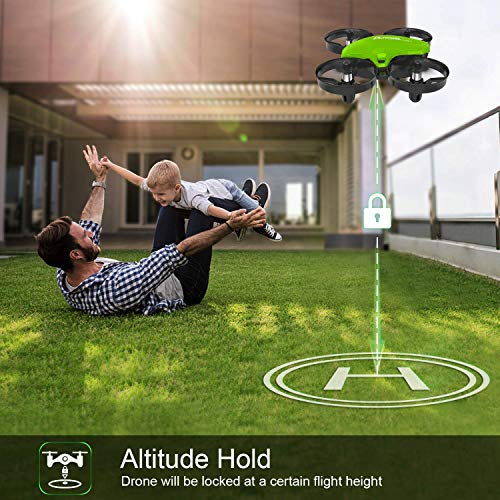 Potensic Mini Drone RC Helicopter Quadcopter para Niños y Principiantes con Control Remoto, Modo sin Cabeza, la Función de Suspensión de Altitud, 3 Modos de Velocidad, 2 Baterías, A20 Verde