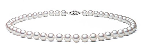 Premium Pearl, Inc Mujer  14 quilates  oro blanco  redonda   perla 