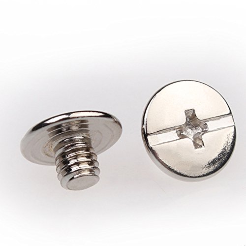 Qutaway Chicago Tornillos de sujeción Kit surtido 80 Set 7 tamaños Accesorios de metal Remache de uñas Chicago Button Tornillo de plata Postes para decoración de cuero DIY Encuadernación