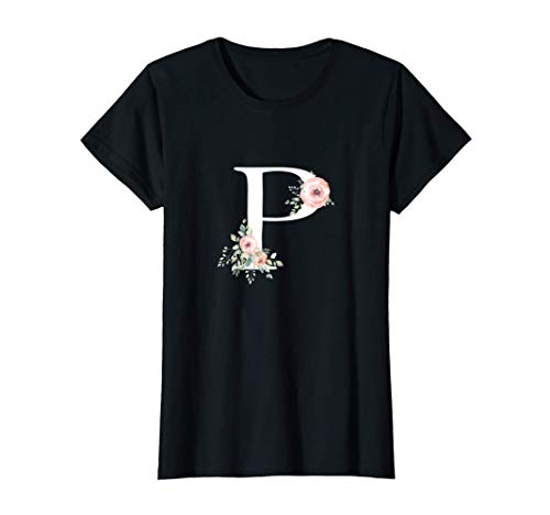 Regalo De Letras Del Abecedario Floral - Nombre Con P Flor Camiseta