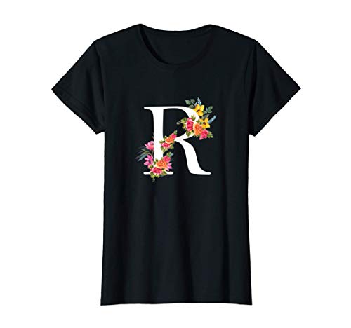 Regalo De Letras Del Abecedario Floral - Nombre Con R Flor Camiseta