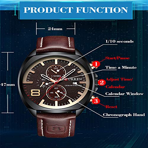 Relojes Deportivos de Hombre de Moda Relojes de Cuarzo analógicos para Hombres Fecha Impermeable Relojes de Pulsera Militares multifunción Reloj de Hombres