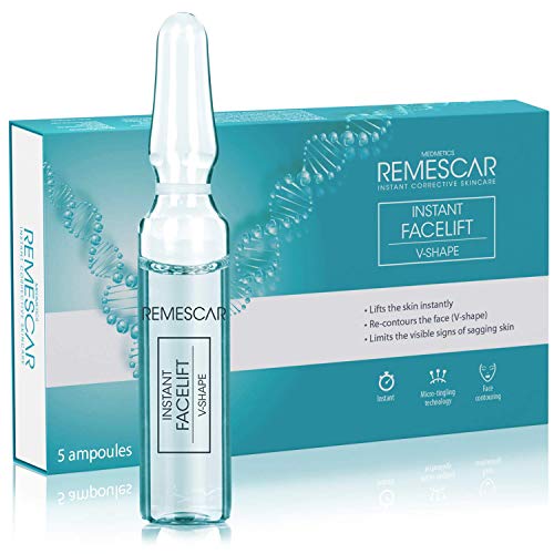 Remescar - Ampollas en forma de V - Suero de estiramiento facial instantáneo - Reducción de arrugas - Contornea la cara - Aprieta la piel - Refuerzo de colágeno - Resultados instantáneos