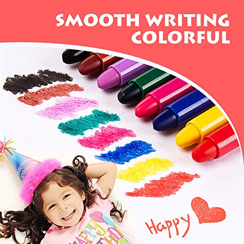Richgv Crayones para Niños Pequeños, 24 Colores Surtidos Crayones Seguro y No Tóxico, Ceras para Colorear , Lápices de Pintura Lavables Juguetes, Utiles Escolares, Regalo de Los Niños (24 Colores)