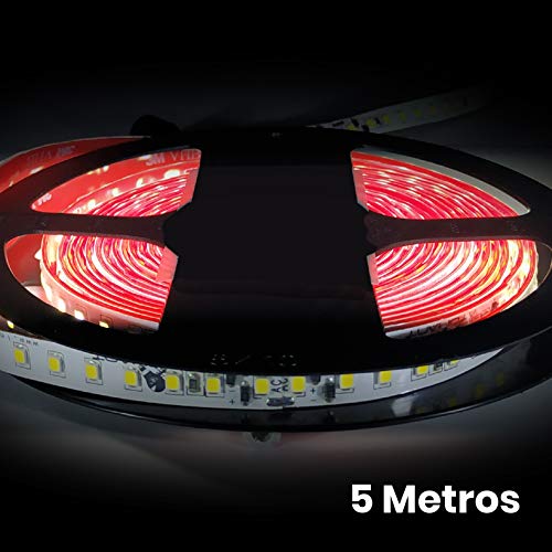 Rollo de 5 metros de Tira de Luz LED Directa a 220v. Color Blanco Calido (3000K). Impermeable. Corte cada 10cm. A++