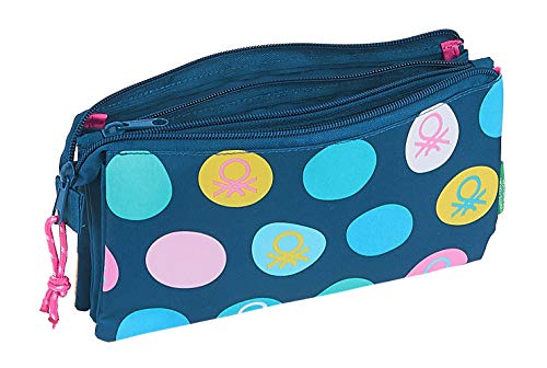 safta 812050744 Estuche portatodo Triple Escolar Benetton, Azul