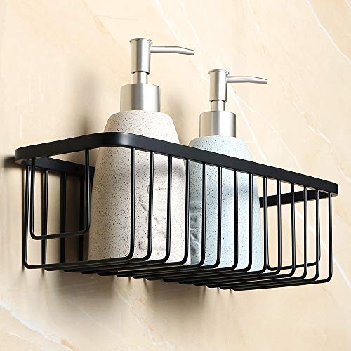 SAYAYO Cuarto de baño Ducha Canasta Ducha Profunda Caddy Canasta de Almacenamiento Champú Acondicionador Titular Montado en la Pared, SUS-304 Acero Inoxidable Mate Negro, EGY300-B