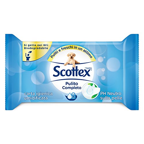 Scottex Pulito Completo, papel higiénico humidificado, 12 paquetes de 42 toallitas