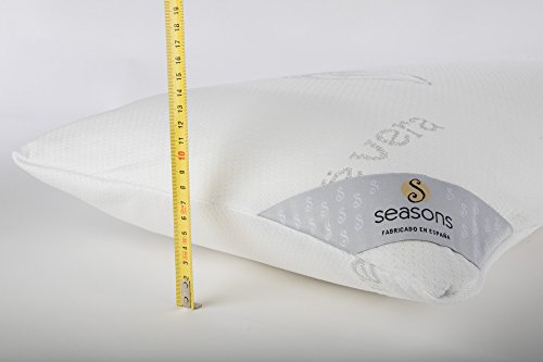 Seasons- Almohada viscoelastica de 70 cms, Antiácaros y Antibacterias , tejido Aloe vera hilo de plata. Doble funda