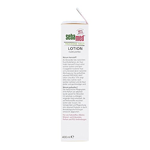 Sebamed Loción para piel seca, 10% de urea, sin perfume, loción hidratante con aceite de almendras dulces para hombres y mujeres, alivia notablemente los picores y ayuda a suavizar la piel muy seca