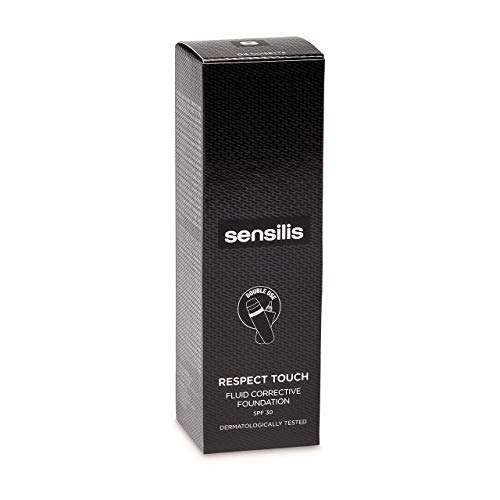 Sensilis Respect Touch - Base de maquillaje anti imperfecciones para piel grasa o sensible - SPF 30 - Tono 04 Noisette