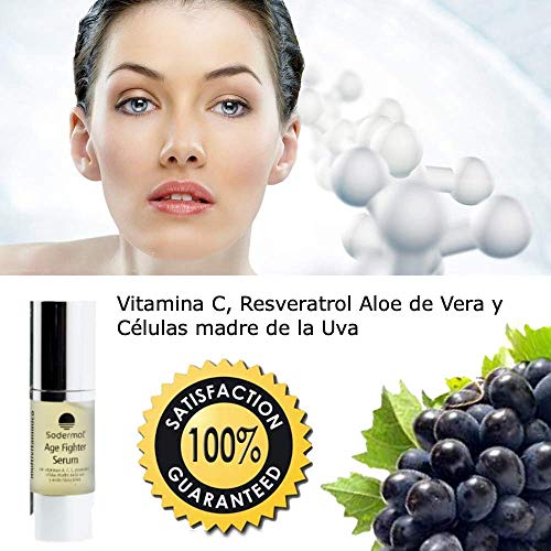 Serum Facial con ácido hialurónico, Vitamina C Resveratrol Aloe de Vera y Células madre de la Uva formula total Anti envejecimiento Anti arrugas Anti manchas 100% GARANTIZADO