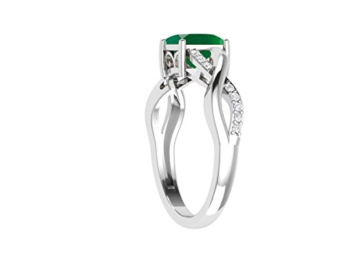 Shine Jewel Anillo de plata de ley 925 con ónice verde y circonita natural para mujer S 1/2 Cuadradas y redondas Onyx verde y CZ Blanco