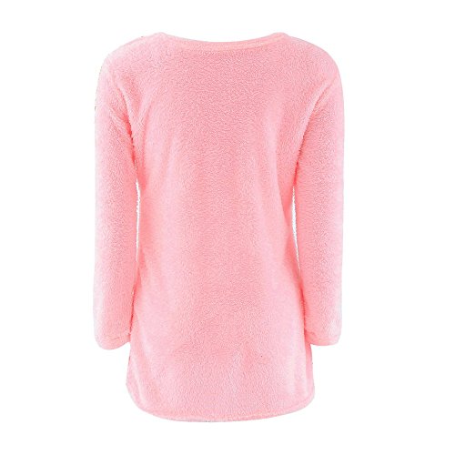 SHOBDW Mujer Suéter para Mujer Cuello Redondo Cárdigan Ocasional Sólido Suelto Otoño Invierno Tops de Manga Larga Cálido Prendas de Punto Jersey Jerséis Blusa Abrigo Vestido(Rosa,3XL)