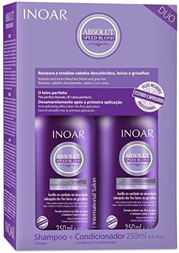 Sistema de tratamiento del cabello Duo Absolut Speed ​​Blonde Hair Care (250 ml x 2) - Inoar