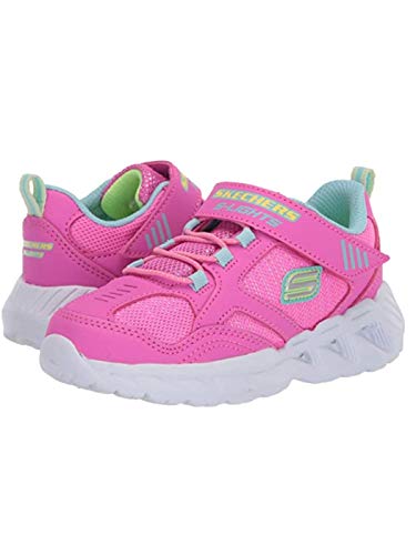 Skechers Magna-Lights, Zapatillas para Niñas, Rosa (Pink & Multi Textile/Hot Pink Trim Pkmt), 21 EU